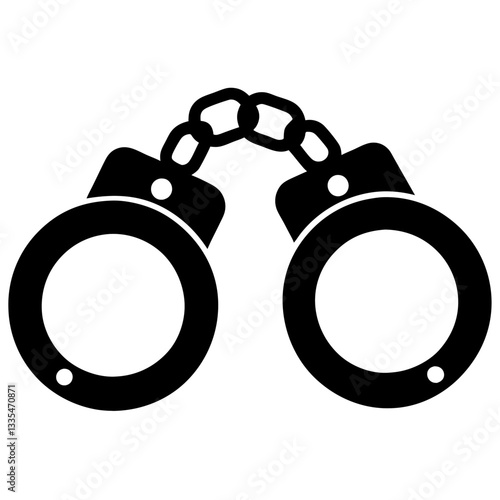 Handcuffs isolated on a white background showing metal chains and locks used for security and arrest