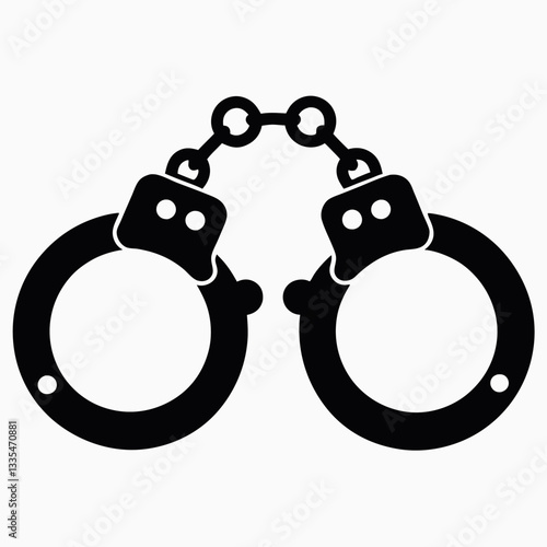 Handcuffs isolated on a white background showing metal chains and locks used for security and arrest