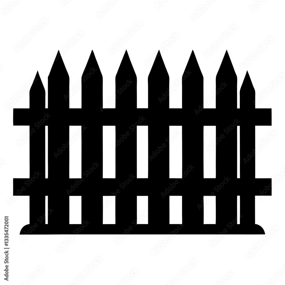 Rustic wooden picket fence for garden or farm illustration Rustic wooden picket fence for garden or farm illustration