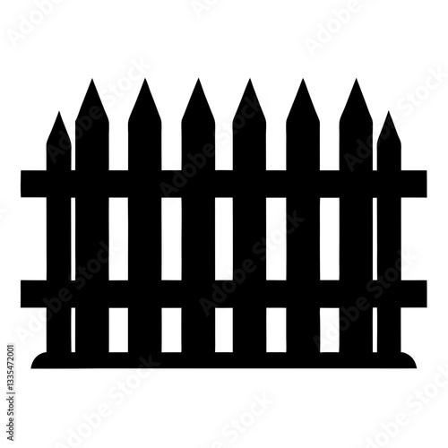 Rustic wooden picket fence for garden or farm illustration