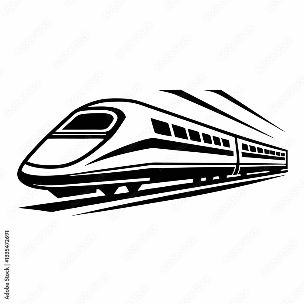 High-speed passenger train in motion on a white background High-speed passenger train in motion on a white background