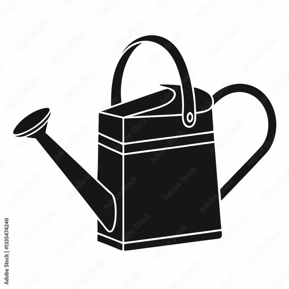 A green watering can isolated on white background, a gardening tool used for watering plants, made of plastic with a handle A green watering can isolated on white background, a gardening tool used for watering plants, made of plastic with a handle