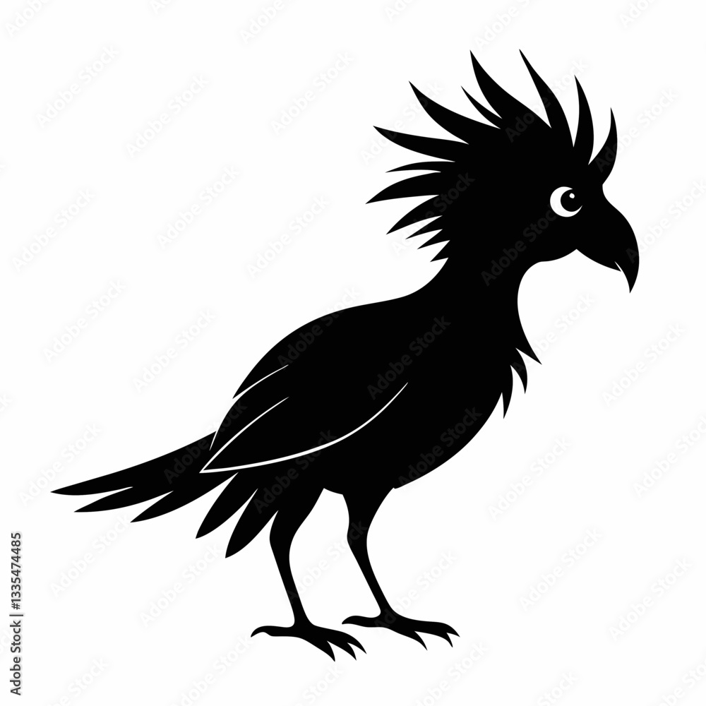 Obraz premium Black Eagle Silhouette Vector Illustration Flying with Spread Wings