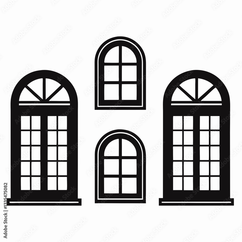 Obraz premium Vintage architecture with a window in an old stone building featuring wooden frames and glass details