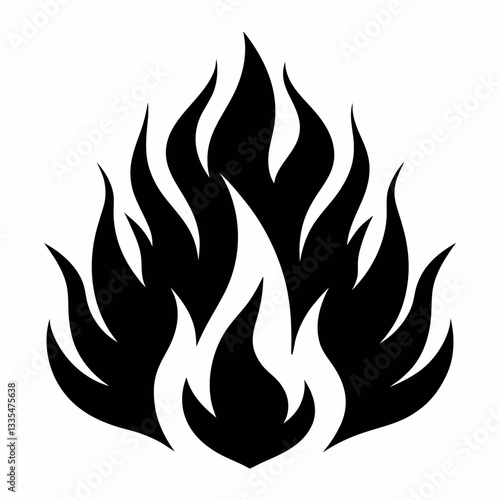 A vibrant vector illustration of fire flames, with a blazing and warm design featuring hot orange and yellow hues, symbolizing heat, danger, and energy, perfect for tattoos or artwork