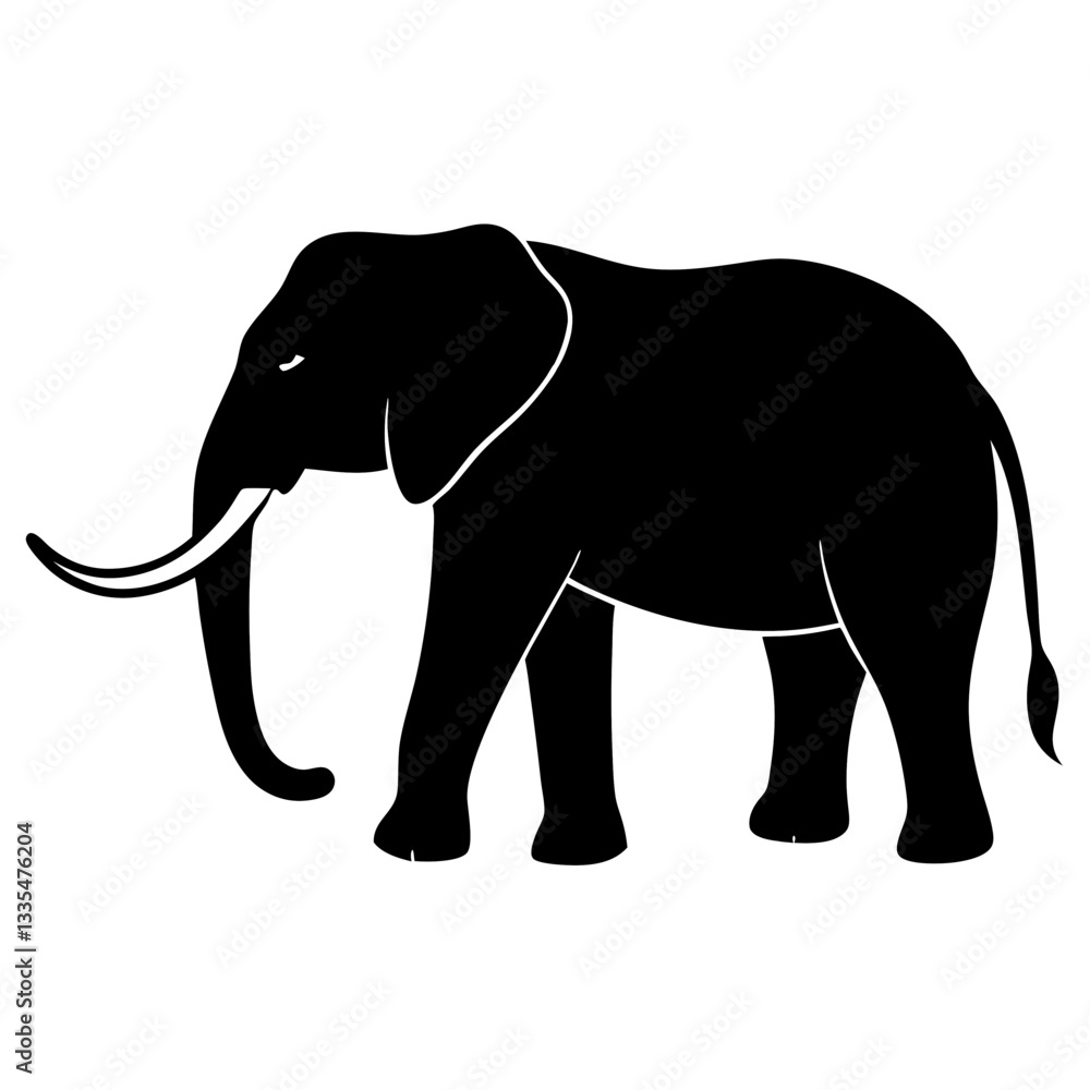 Fototapeta premium Gray elephant walking isolated on white background illustration