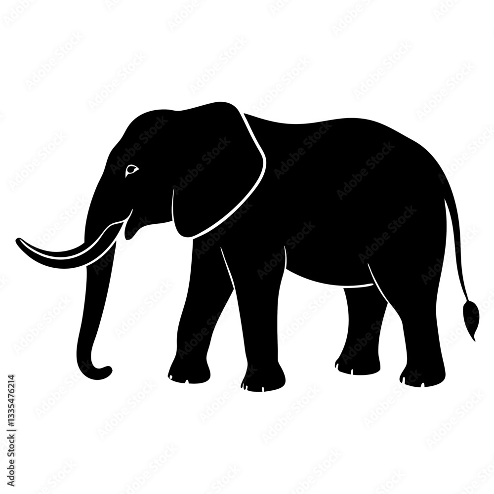 Fototapeta premium Gray elephant walking isolated on white background illustration