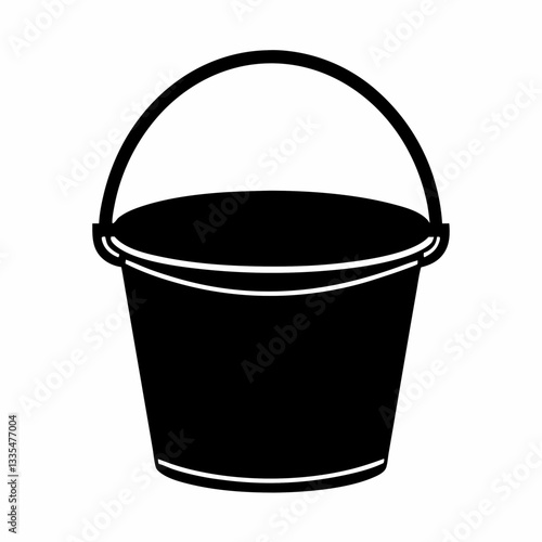 Shiny metal bucket with handle isolated on white background