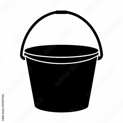 Shiny metal bucket with handle isolated on white background