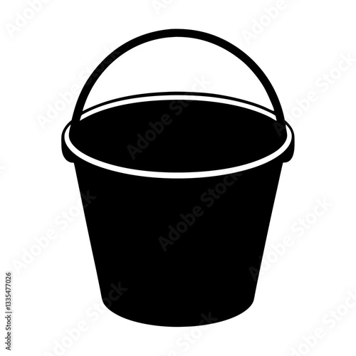 Shiny metal bucket with handle isolated on white background