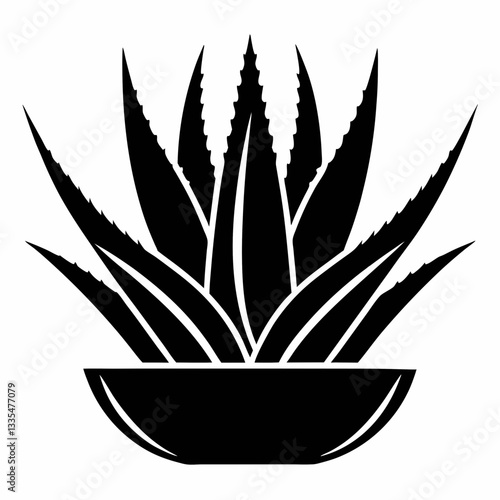 Potted plant vector illustration with leaves and floral design