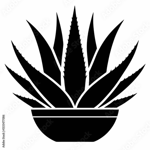 Potted plant vector illustration with leaves and floral design