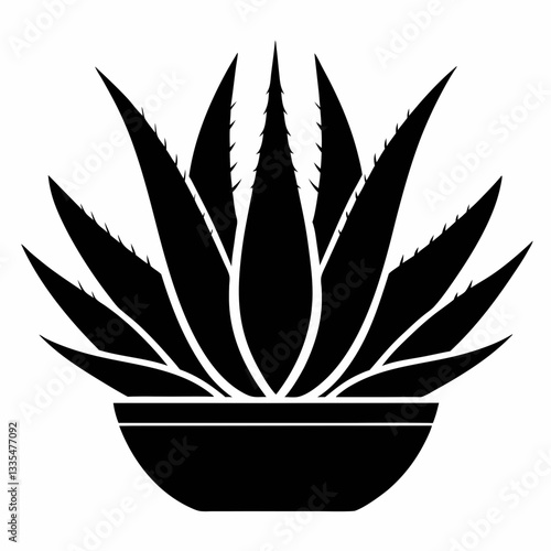 Potted plant vector illustration with leaves and floral design
