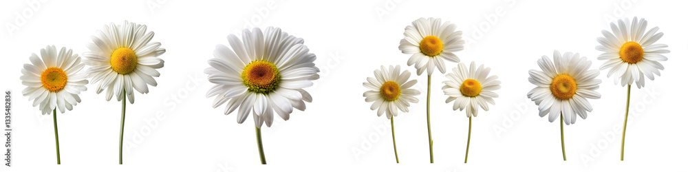 Fototapeta premium White daisy flower on a transparent background.