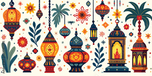 Islamic background green design for Ramadan Kareem Vector Template