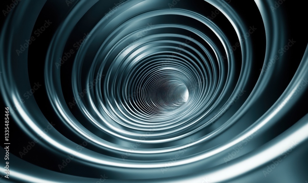 Fototapeta premium Abstract metallic tunnel with light at end, for digital backgrounds