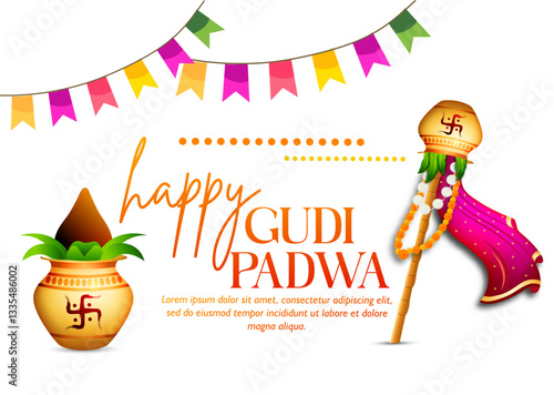 Creative Sale Banner Or Sale Poster For Occasion Of Happy Gudi Padwa Celebration (Lunar New Year) celebration of India with message in hindi meaning gudi padwa