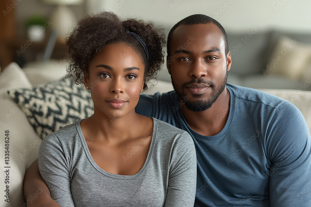 Obraz premium A man and a woman are sitting on a couch