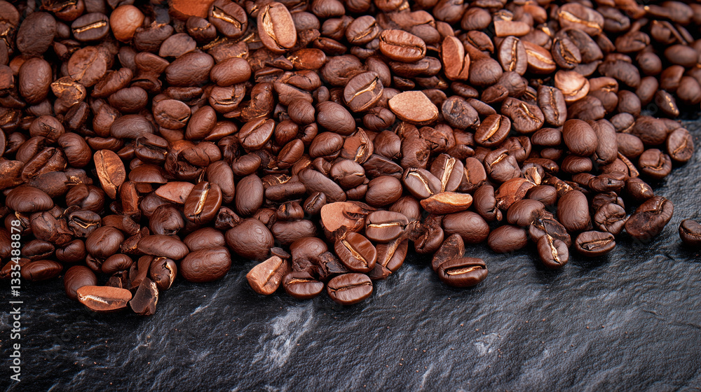 Naklejka premium Rich and Aromatic Roasted Coffee Beans in a Full-Frame View