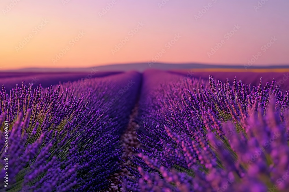 Obraz premium A Stunning Lavender Field at Sunset