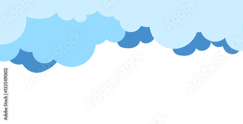 Abstract blue waves on white background illustration.