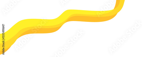 Bright yellow wavy ribbon on white background.