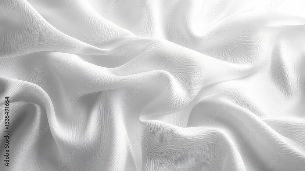 Smooth white silk fabric with elegant folds and soft texture in gentle light Smooth white silk fabric with elegant folds and soft texture in gentle light