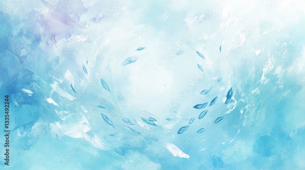 Swarming small fish underwater scene watercolor art peaceful environment close-up view nature's beauty Swarming small fish underwater scene watercolor art peaceful environment close-up view nature's beauty