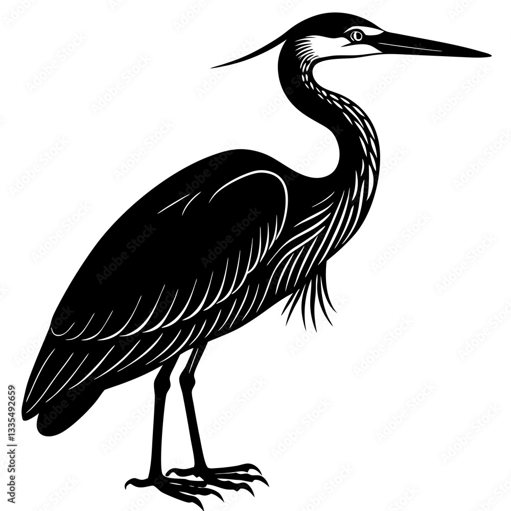 Obraz premium Harbinger Heron silhouette vector illustration 