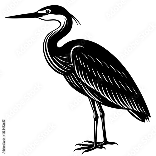 Canvas Print Harbinger Heron silhouette vector illustration