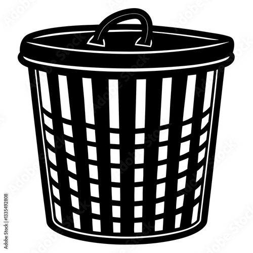 Laundry hamper silhouette vector illustration 