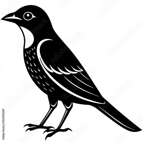 Ravenous Shrike silhouette vector illustration 
