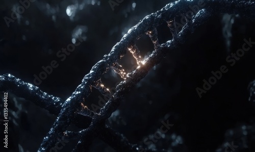 DNA Strand Breaking Apart, Microscopic View, Cellular Decay, Science Research