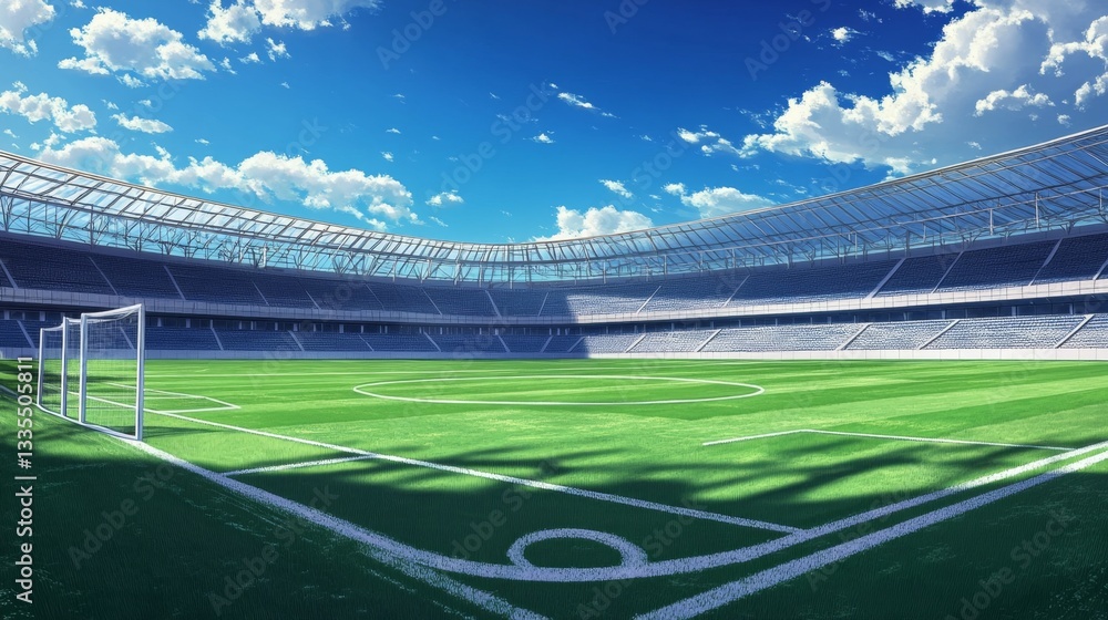 Fototapeta premium High-angle shot of soccer field stadium gigapixel image outdoor setting aerial view sports photography