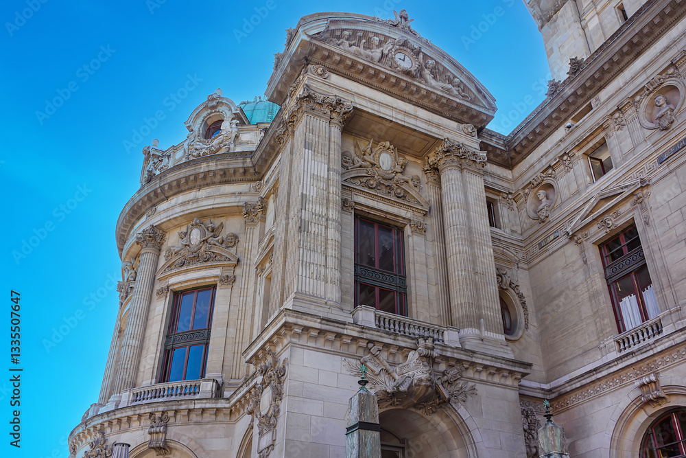 Architectural fragments of neo-baroque Garnier Palace (or Opera National de Paris). Paris, France. Architectural fragments of neo-baroque Garnier Palace (or Opera National de Paris). Paris, France.