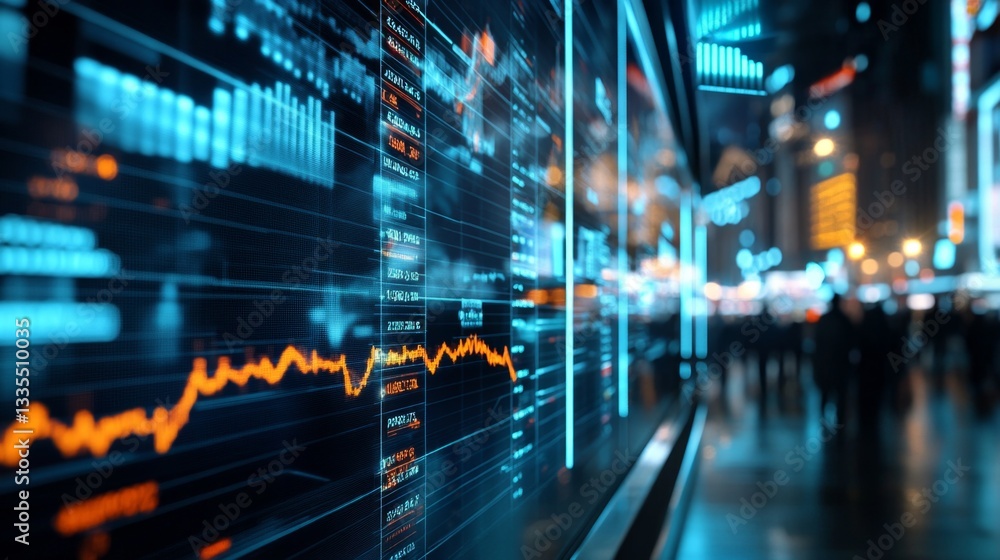 Fluctuating tariff display digital hub gigapixel screen urban environment tech perspective high-tech innovation Fluctuating tariff display digital hub gigapixel screen urban environment tech perspective high-tech innovation
