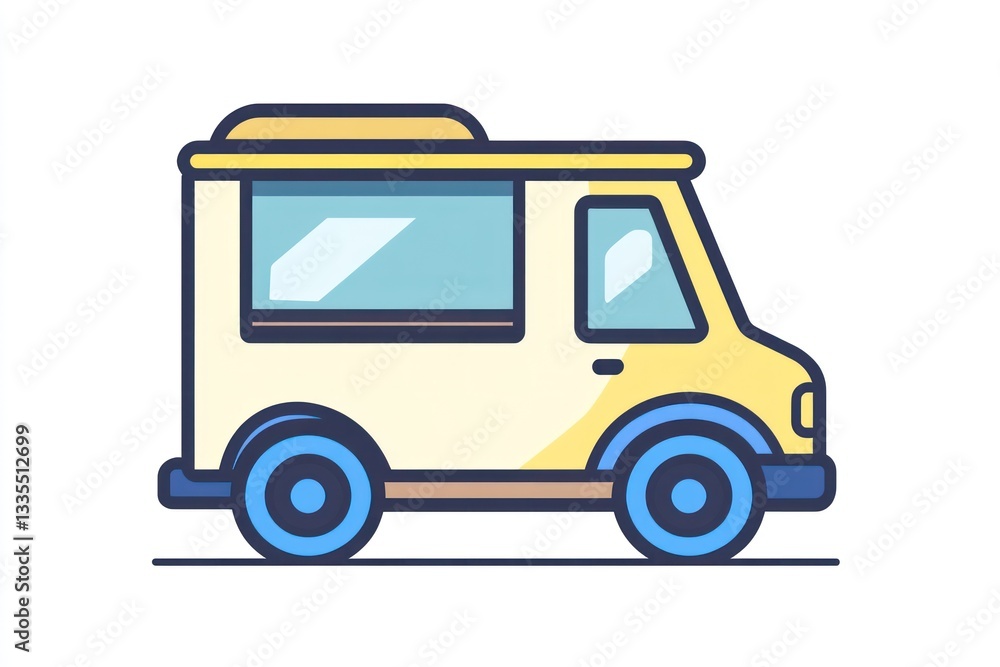 A vibrant food truck illustration with bold colors and clean lines ideal for designs related t A vibrant food truck illustration with bold colors and clean lines ideal for designs related t