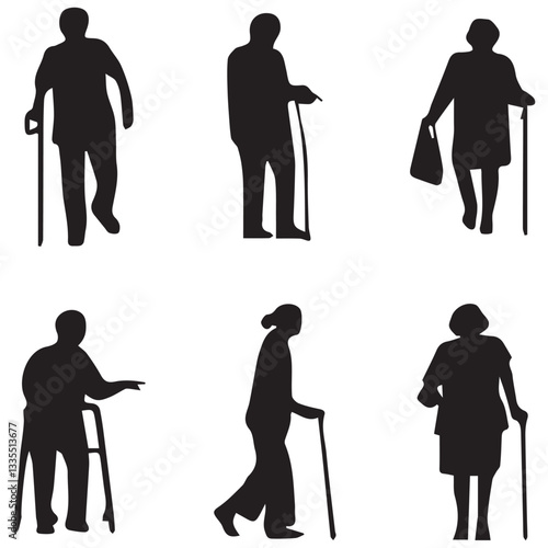 Wallpaper Mural Seniors Mature Person in Walking Poses Torontodigital.ca