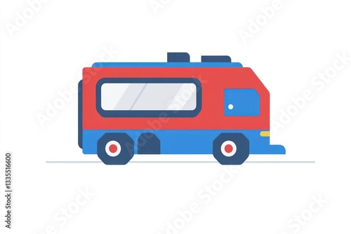 Wallpaper Mural A vibrant red and blue bus illustration perfect for transportation education and design proj Torontodigital.ca