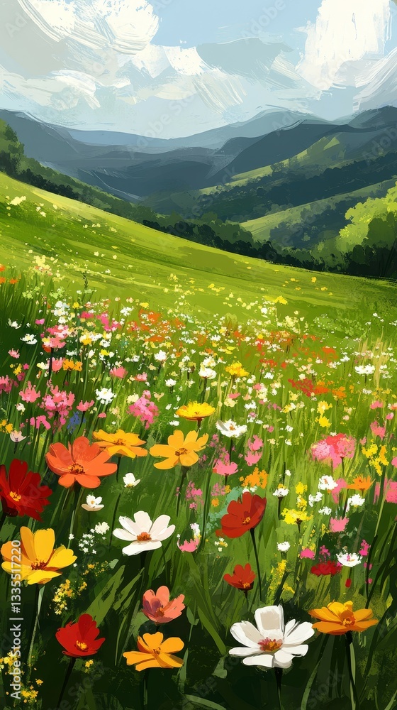 Fototapeta premium Wild Meadow in Bloom, Green meadows