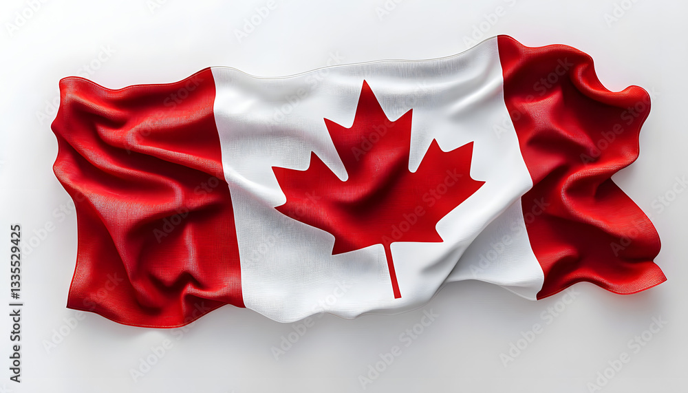 Canadian flag waving proudly on a white background during a national celebration Canadian flag waving proudly on a white background during a national celebration