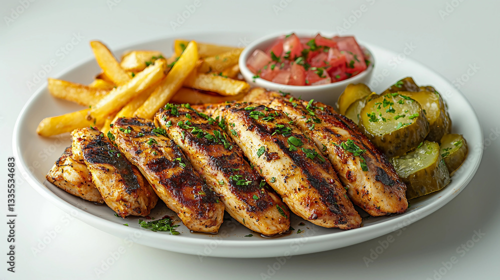 Satisfying Chicken Shawarma and Fries Plate, Delicious and Crispy (AI Image) Satisfying Chicken Shawarma and Fries Plate, Delicious and Crispy (AI Image)