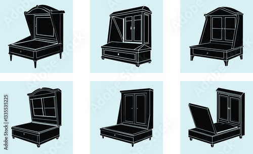 Murphy Bed silhouette vector
