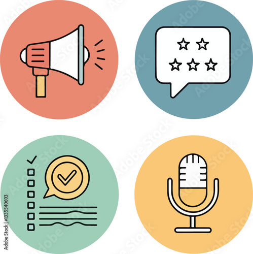 Speech Icon Set with Editable Stroke – Communication and Dialogue Symbols