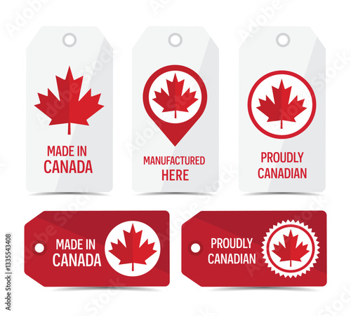 Made in canada symbol red emblem label vector