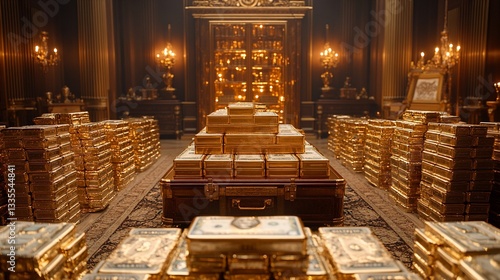 Luxurious gold vault room