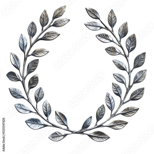  laurel leaf garland png ,  silver  Wreath leaves ornament card,  modern laurel wreath , isolated transparent background, badge, wreath border