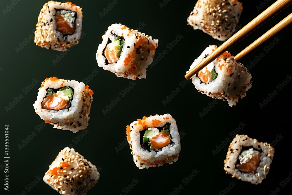 Floating Sushi Rolls - A Culinary Delight Floating Sushi Rolls - A Culinary Delight