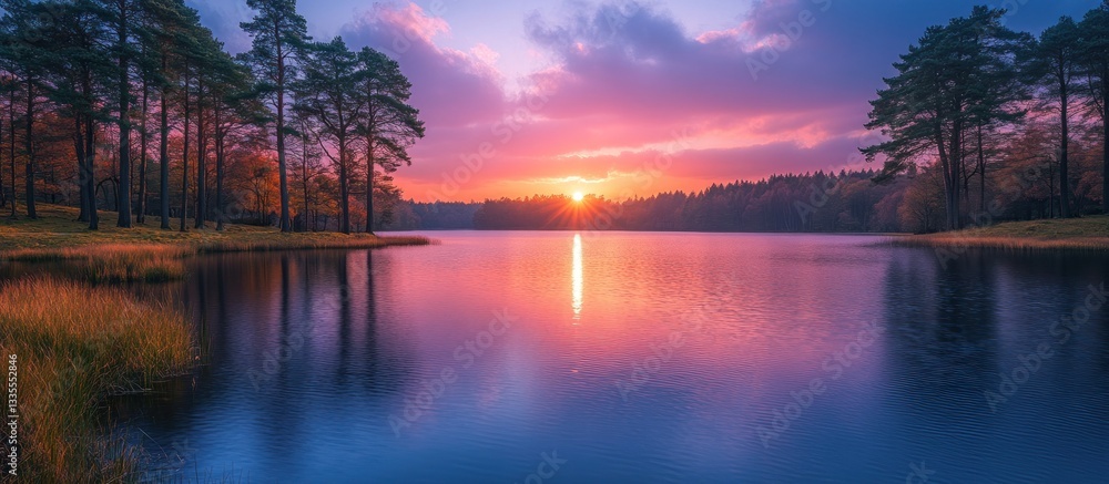 Serene Sunset Over Calm Lake Serene Sunset Over Calm Lake
