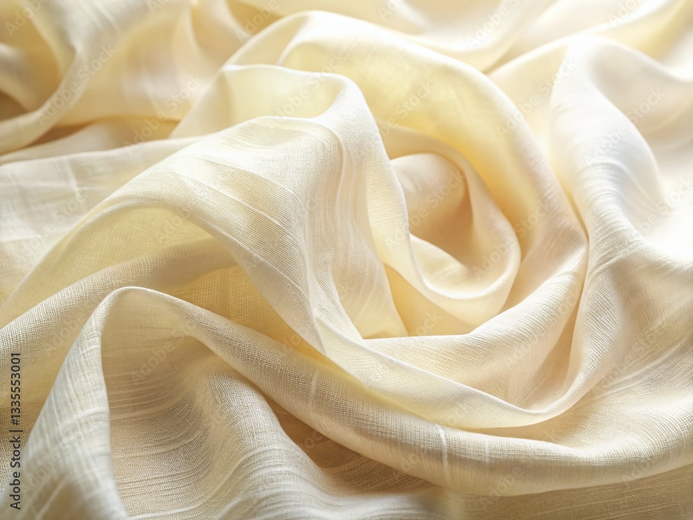 Fototapeta premium Vintage Textured White Batiste Cotton Fabric Close-Up: Subtle Lines & Patterns